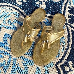 Jack Rogers jelly gold Alana flip flops size 5